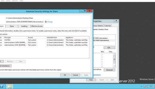 Permisiunile NTFS şi Share Windows Server 2012